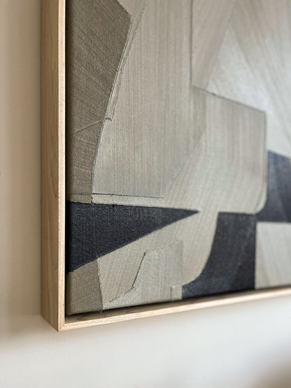 Elegant Grey Abstract Oil Painting for Modern Minimalist Home Decor