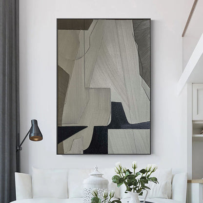 Elegant Grey Abstract Oil Painting for Modern Minimalist Home Decor