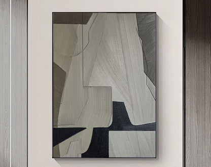 Elegant Grey Abstract Oil Painting for Modern Minimalist Home Decor