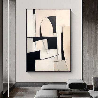 Monochrome Contemporary Abstract Oil Painting for Modern Home Decor