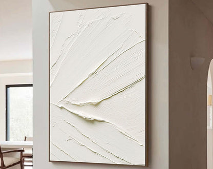 Elegant White Minimalist Oil Painting for Modern Home Décor and Interior Design