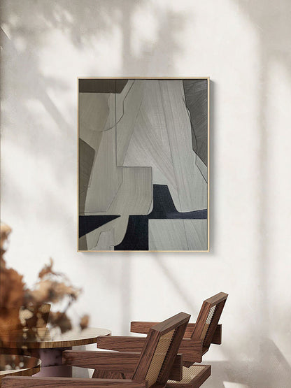 Elegant Grey Abstract Oil Painting for Modern Minimalist Home Decor