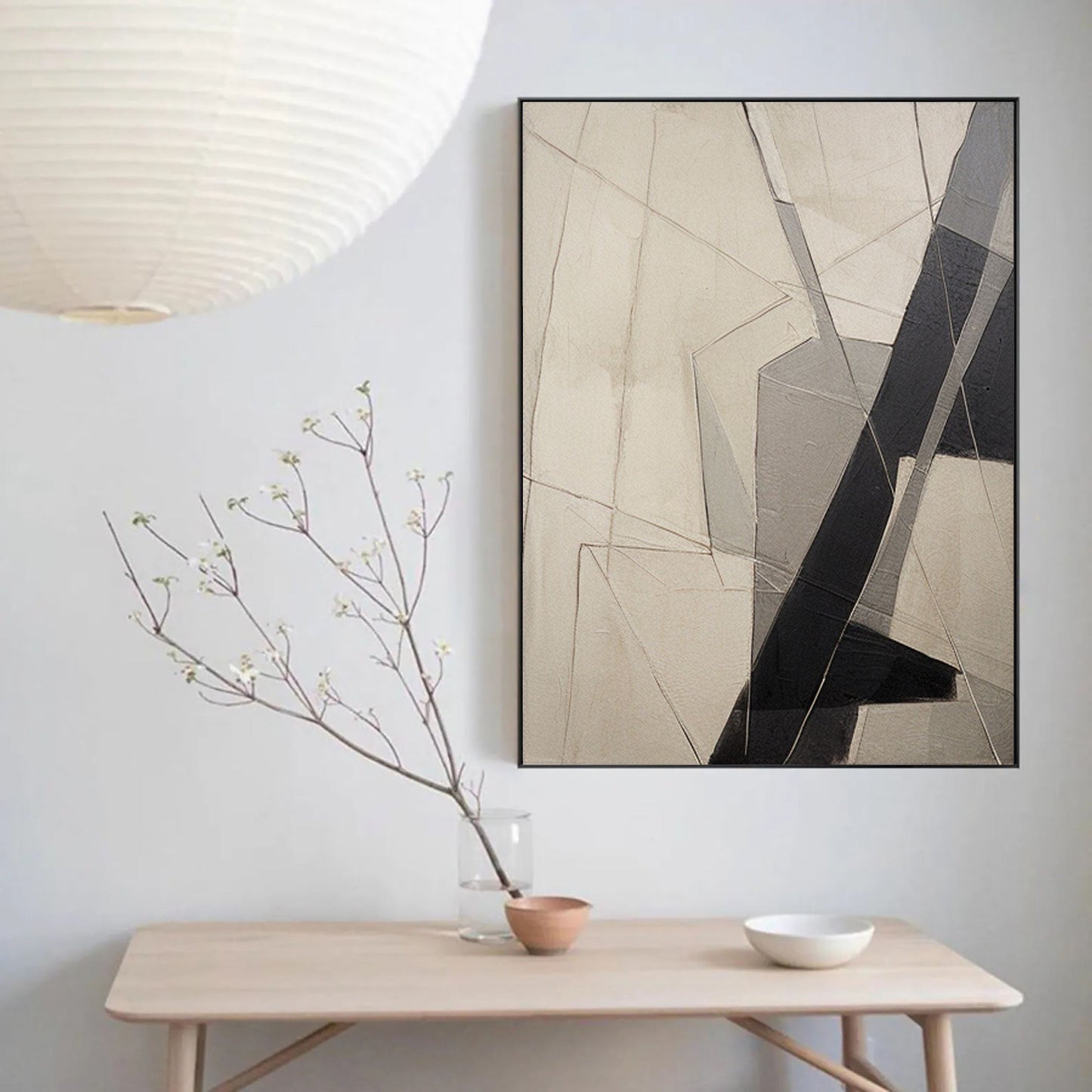 Abstract Grey Minimalist Oil Painting for Modern Home Decor