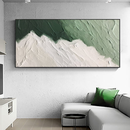 Serene Blue and Green Minimalist Abstract Oil Painting for Modern Home Decor