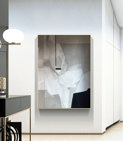 Contemporary Grey Abstract Oil Painting for Modern Home Decor