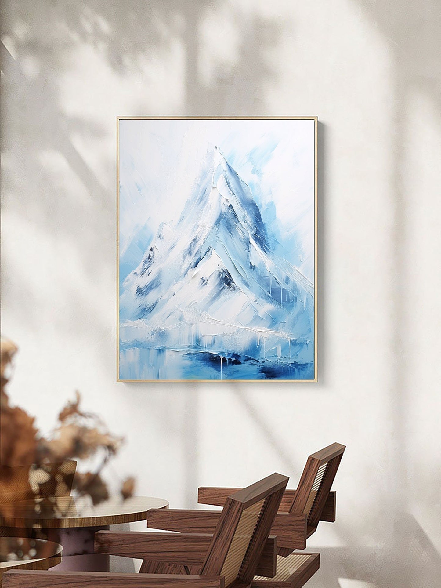 Stunning White Abstract Mountain Landscape Oil Painting for Modern Home Decor