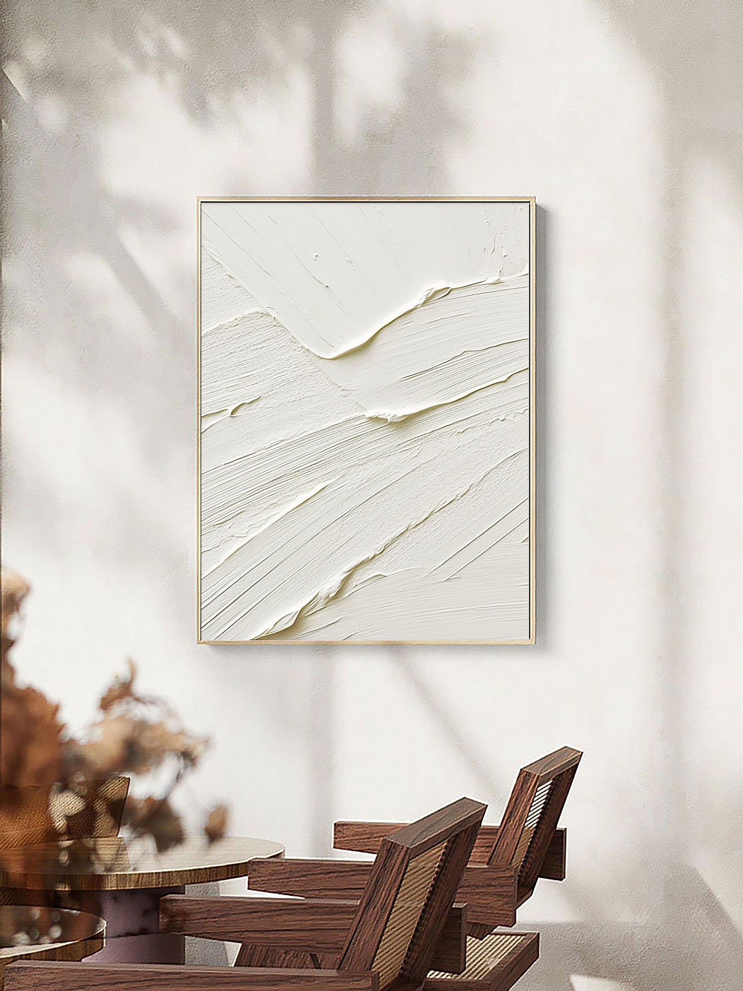 Elegant White Abstract Oil Painting for Modern Home Decor and Minimalist Aesthetics