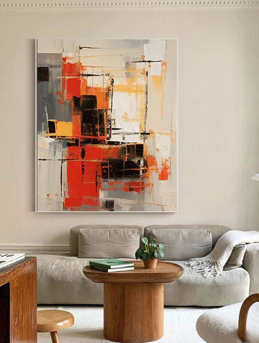 Chic Beige and Brown Abstract Oil Painting for Modern Home Décor
