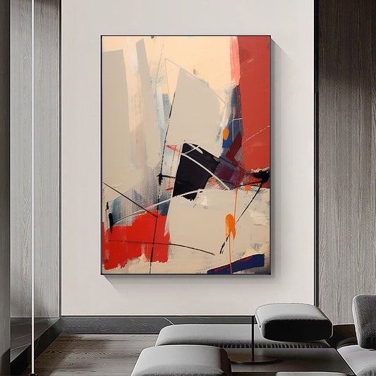 Contemporary Beige and Brown Abstract Oil Painting for Modern Home Decor