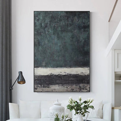 Serene Blue and Green Abstract Oil Painting for Modern Home Decor