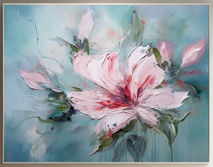 Vibrant Pink Floral Abstract Oil Painting for Modern Home Decor