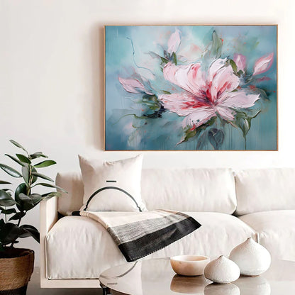 Vibrant Pink Floral Abstract Oil Painting for Modern Home Decor