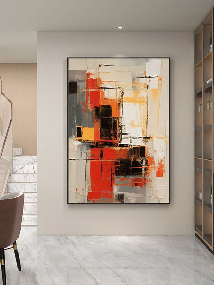 Chic Beige and Brown Abstract Oil Painting for Modern Home Décor