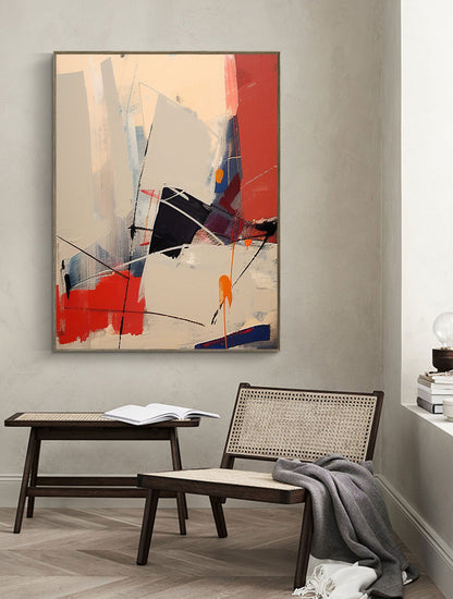 Contemporary Beige and Brown Abstract Oil Painting for Modern Home Decor