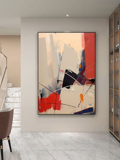 Contemporary Beige and Brown Abstract Oil Painting for Modern Home Decor