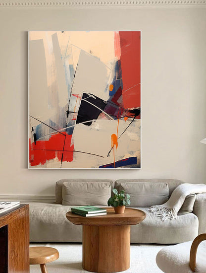 Contemporary Beige and Brown Abstract Oil Painting for Modern Home Decor