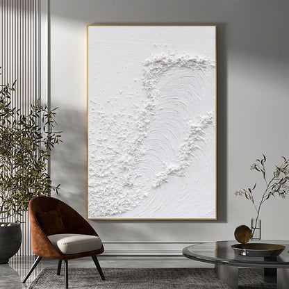 Textured White Abstract Oil Painting for Modern Home Decor