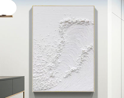 Textured White Abstract Oil Painting for Modern Home Decor