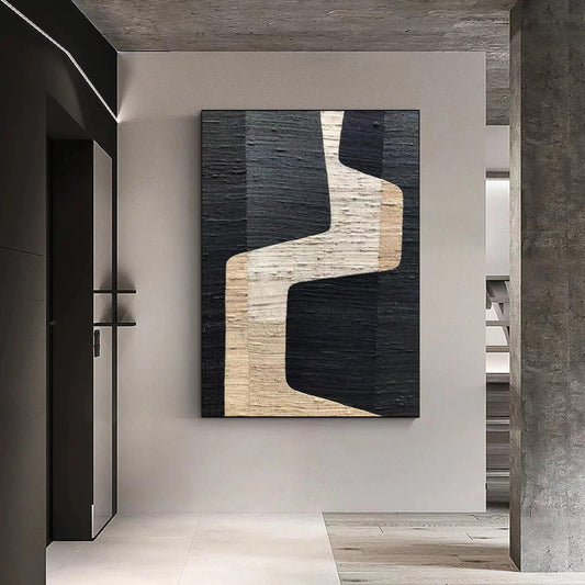 Contemporary Beige and Brown Abstract Oil Painting for Modern Home Decor