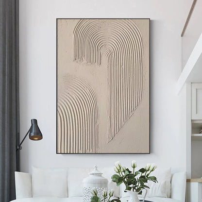 Beige and Brown Modern Abstract Oil Painting for Elegant Home Decor