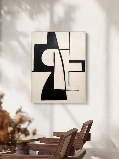 Monochrome Modern Abstract Oil Painting for Elegant Home Decor