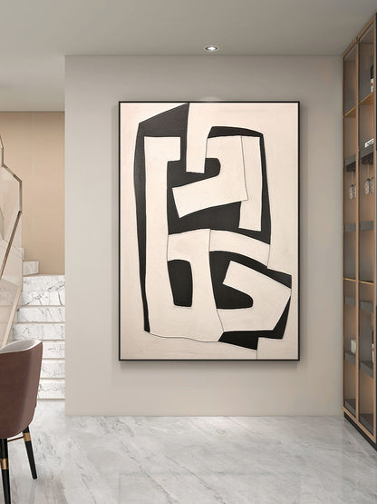 Minimalist Beige and Brown Abstract Oil Painting for Modern Home Décor