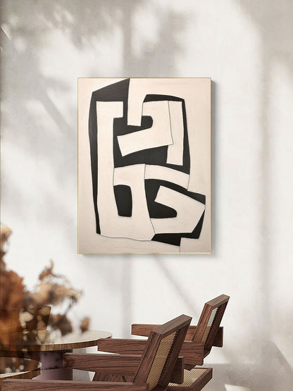 Minimalist Beige and Brown Abstract Oil Painting for Modern Home Décor