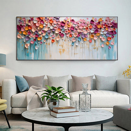 Colorful Textured Floral Abstract Oil Painting for Modern Home Decor