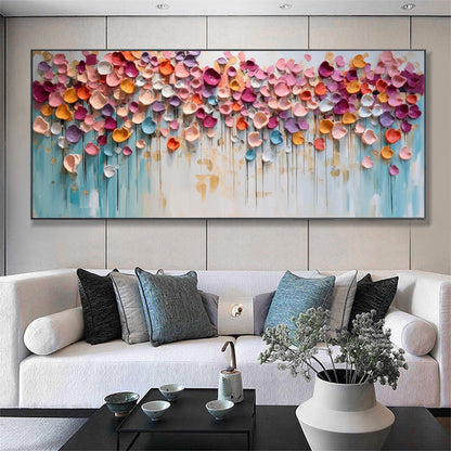 Colorful Textured Floral Abstract Oil Painting for Modern Home Decor