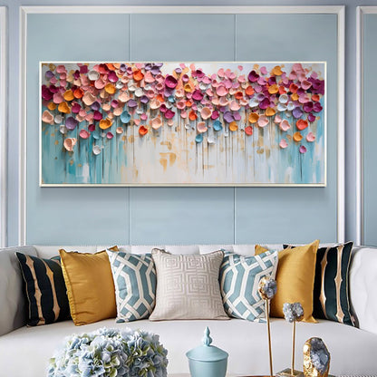 Colorful Textured Floral Abstract Oil Painting for Modern Home Decor