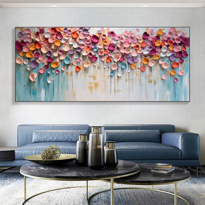 Colorful Textured Floral Abstract Oil Painting for Modern Home Decor