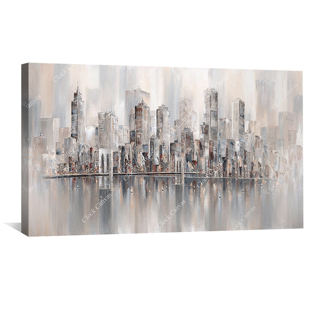 New York Skyline Abstract Oil Painting for Modern Home Decor