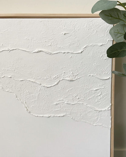Graceful Coastal Waves Textured Oil Painting for Serene Home Decor