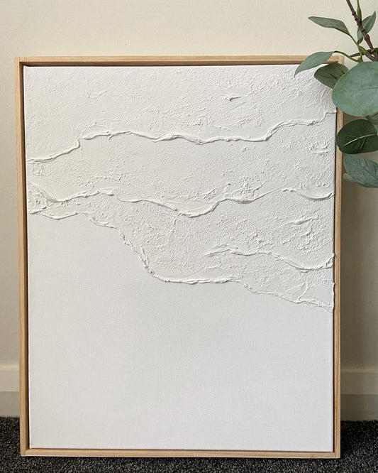 Graceful Coastal Waves Textured Oil Painting for Serene Home Decor