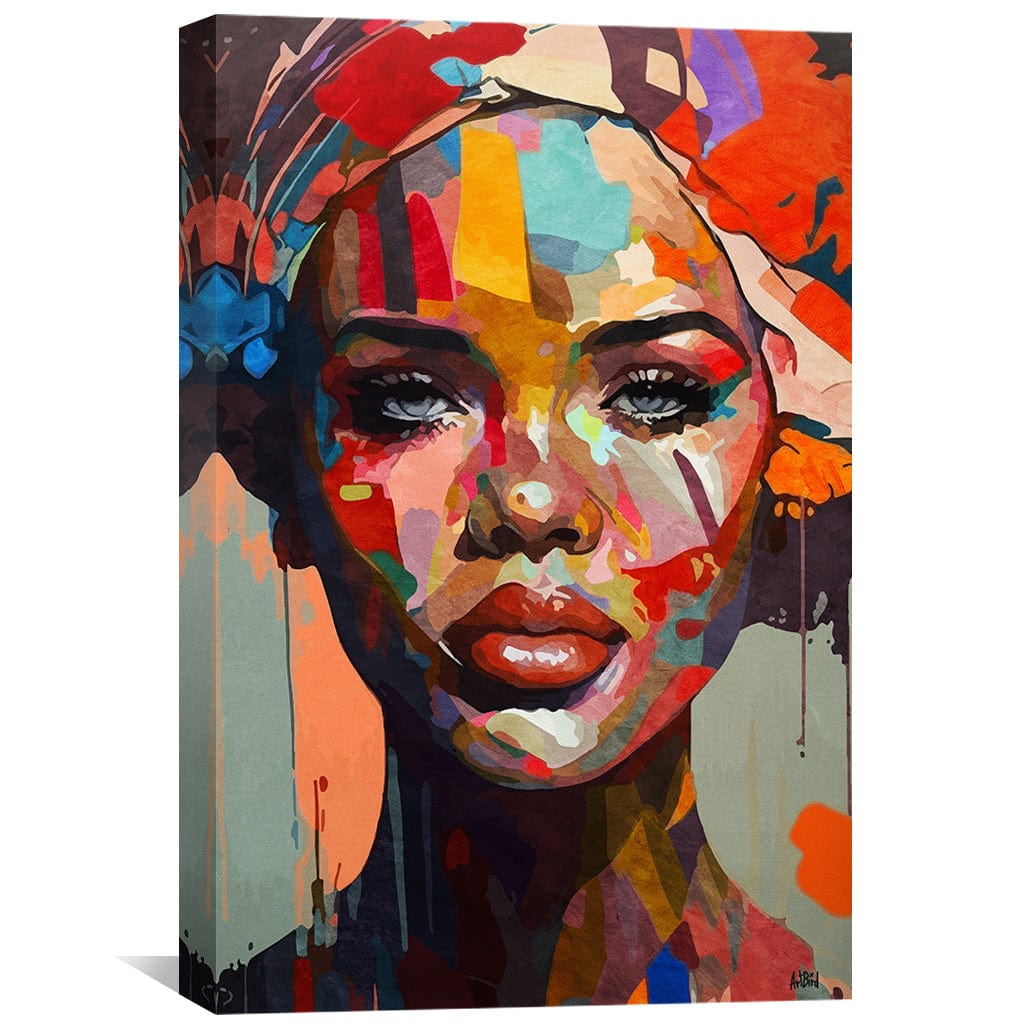 Vibrant Abstract Portrait Oil Painting of a Woman with Bold Colors