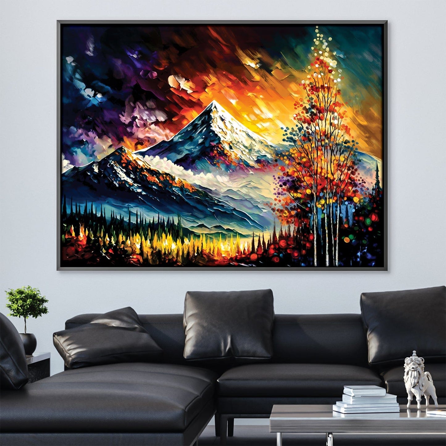 Vibrant Impressionist Mountain Landscape Oil Painting for Modern Home Decor