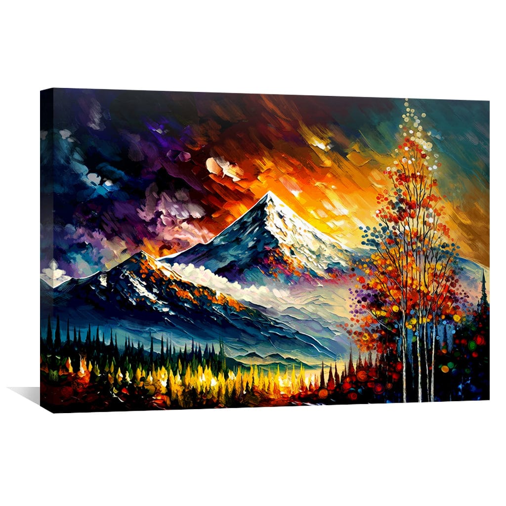 Vibrant Impressionist Mountain Landscape Oil Painting for Modern Home Decor