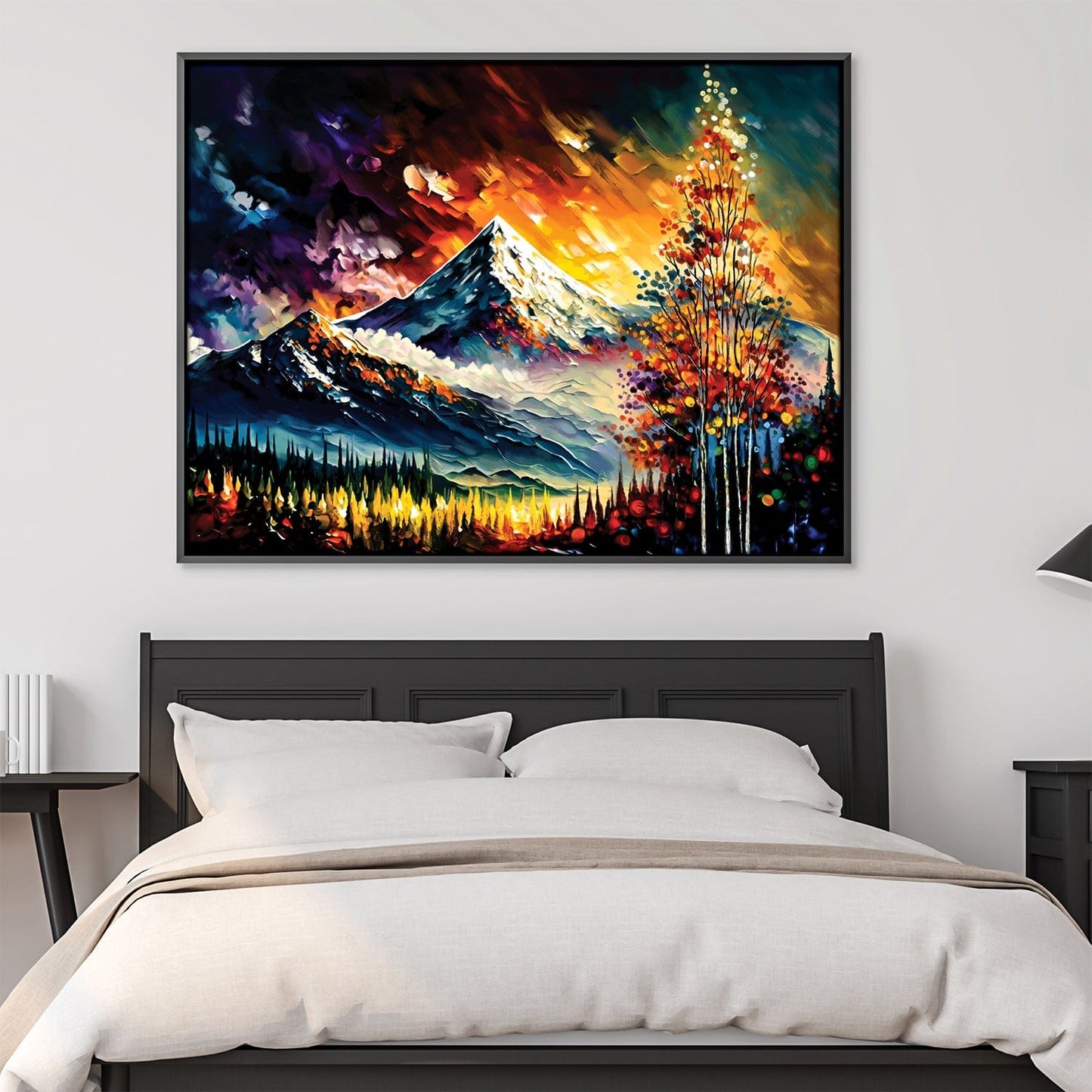 Vibrant Impressionist Mountain Landscape Oil Painting for Modern Home Decor