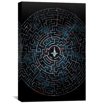 Abstract Labyrinth Oil Painting for Contemporary Home Decor