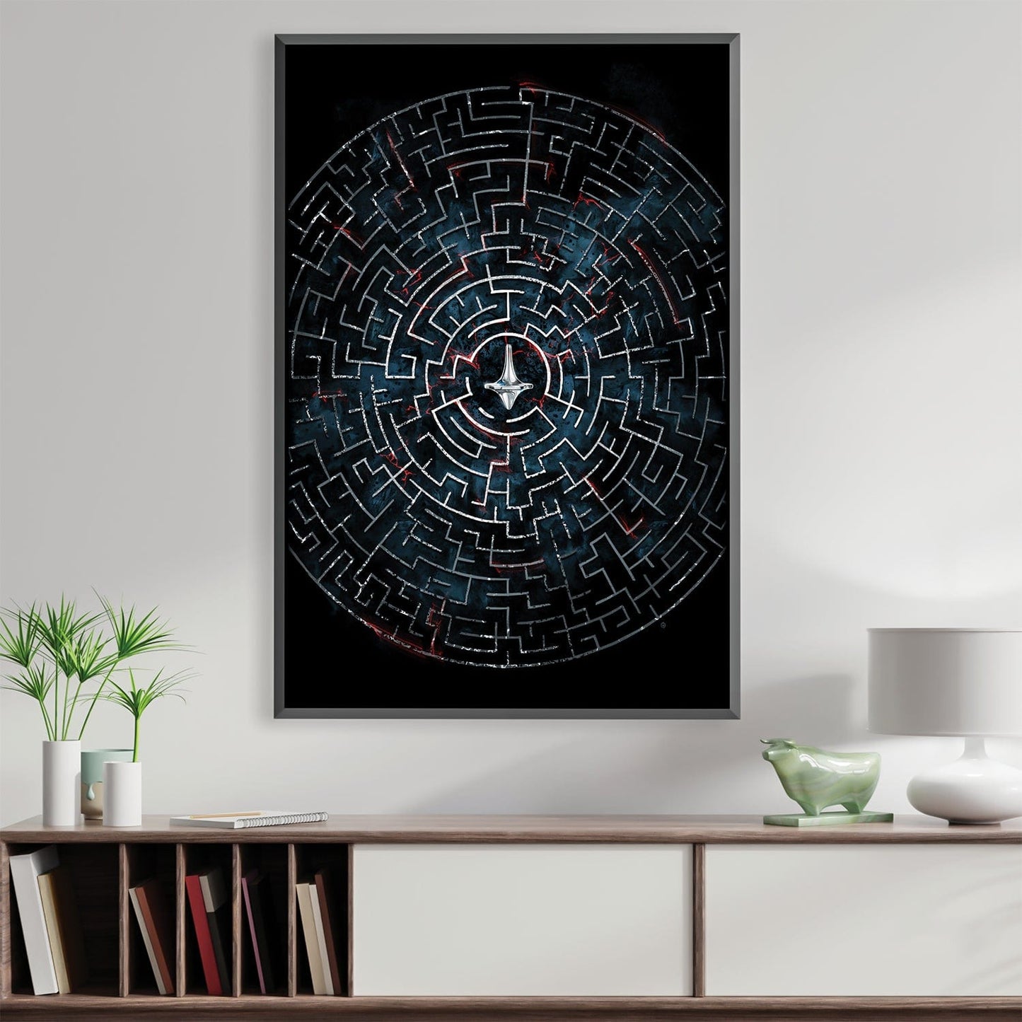 Abstract Labyrinth Oil Painting for Contemporary Home Decor