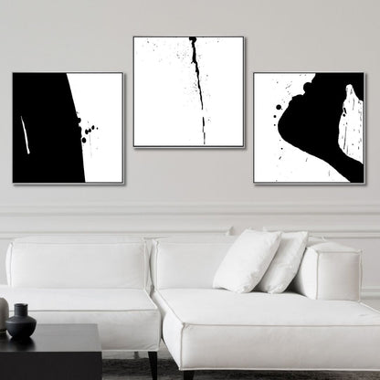 Minimalist Black and White Abstract Oil Painting for Modern Home Décor