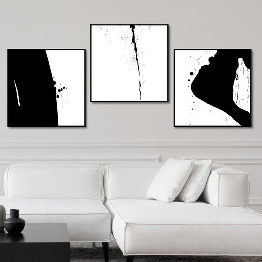 Minimalist Black and White Abstract Oil Painting for Modern Home Décor