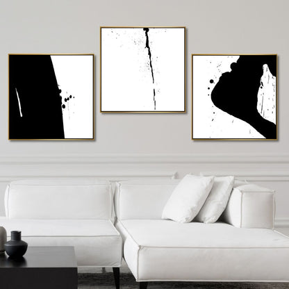 Minimalist Black and White Abstract Oil Painting for Modern Home Décor