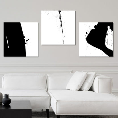 Minimalist Black and White Abstract Oil Painting for Modern Home Décor