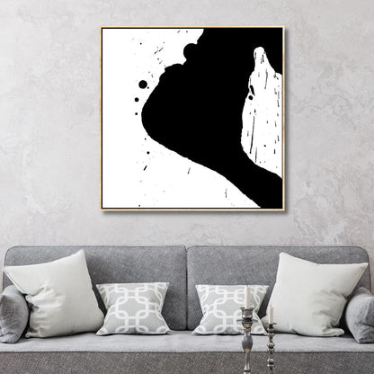 Minimalist Black and White Abstract Oil Painting for Modern Home Décor