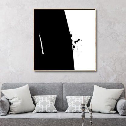 Minimalist Black and White Abstract Oil Painting for Modern Home Décor