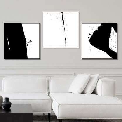 Minimalist Black and White Abstract Oil Painting for Modern Home Décor
