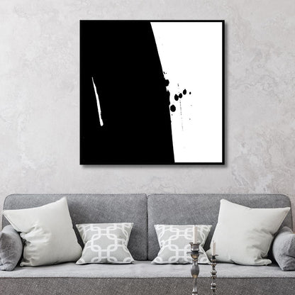 Minimalist Black and White Abstract Oil Painting for Modern Home Décor