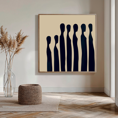 Abstract Indigo Figure Art - Modern Canvas Painting for Contemporary Décor