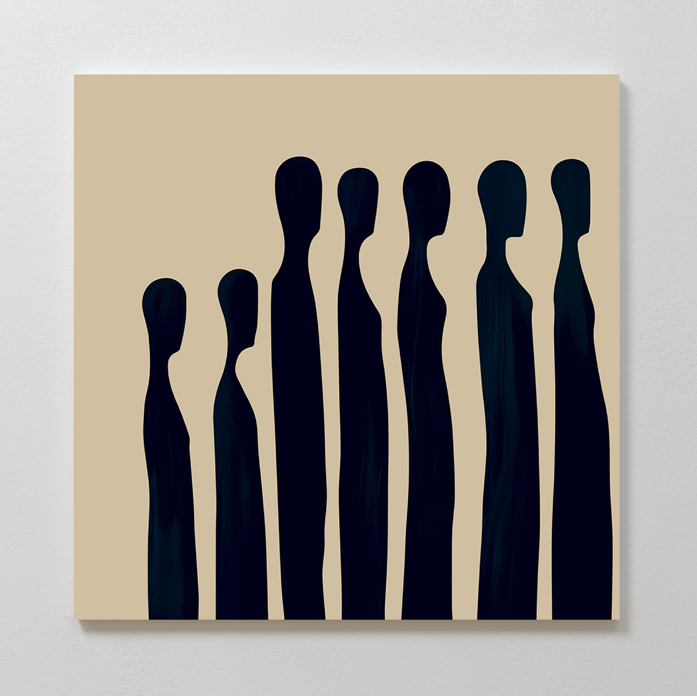 Abstract Indigo Figure Art - Modern Canvas Painting for Contemporary Décor